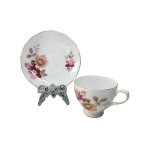 Royal Vale 8817 Red Pink Fine Bone China Tea Cup And Saucer Set
